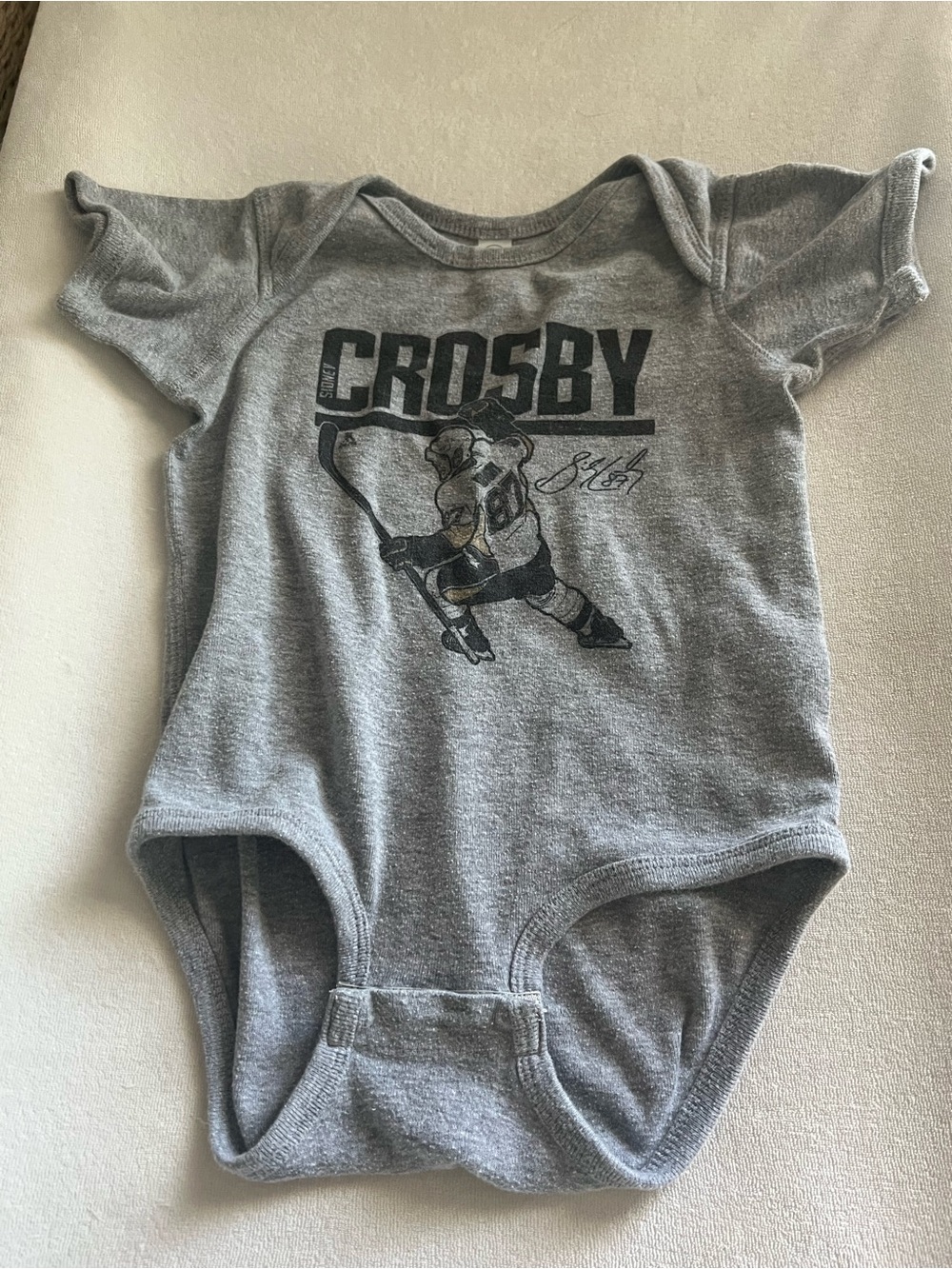 Rabbit Skins Gray 'Crosby' Graphic Kids One-Piece Bodysuit